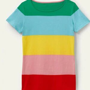 Boden Rainbow Striped Colorblock T-Shirt Short Sleeve 100% Cotton